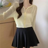 ราคา ส่งเร็วพิเศษ Hello Yim เสื้อครอปฮู้ดไหมพรม ซีทรู ดีเทลซิปหน้า ใส่เที่ยวก็เริ่ดใส่คลุมก็เท่NO 70115 (15287911984)