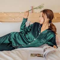 ราคา ชุดนอนผ้าซาติน แบบแขนยาวขายาว ผ้านุ่มลื่น เนื้อผ้าดี ใส่สบาย (23813045191)