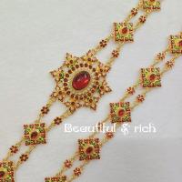 ราคา สร้อยคอพร้อมต่างหูหนีบ ปิ่นปักผม กำไลข้อมือ สร้อยสังวาลย์ เข็มขัด เครื่องประดับชุดไทยสีทองงานลงยา ชุดที่010 แบบแยก (24000595646)