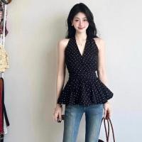 ราคา เสื้อกั๊กคอวีแขนกุดสีดำลายจุดสำหรับผู้หญิงในช่วงฤดูร้อน เสื้อคลุมบางเฉียบ ทรงสลิมฟิต ทรงสั้น ไม่มีแขน เสื้อผ้าทำงาน (24571478225)