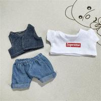 ราคา 17cm Labubu Plush Dolls Clothes vinyl baby doll clothes cute khaki pants supreme set sitting party clothes (23669130100)