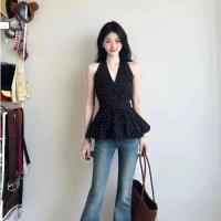 ราคา เสื้อกั๊กแขนกุดคอวีลายจุดสีดำสไตล์ฝรั่งเศสสำหรับผู้หญิงในฤดูร้อน ทรงเข้ารูป ดีไซน์พิเศษ เสื้อคลุมกันหนาวแบบสวมหัว (24556143271)