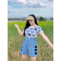 ราคา เสื้อสาวอวบเสื้อไหมพรมสาวอวบ ไหมพรมหัวใจ เสื้อแฟชั่นสาวอวบ อกยืดได้ถึง42นิ้ว (15653892063)