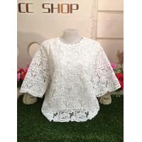 ราคา เสื้อลูกไม้ อก44 46 ลูกไม้สาวอวบ แขนสามส่วน สีขาว รุ่น4605 (23794360179)