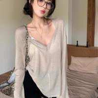 ราคา KOKO เสื้อเชิ้ตแขนยาวคอวีสีขาวผู้หญิงซีทรูเล็กน้อย เสื้อกันแดดหลวมๆหน้าร้อนบางๆ เสื้อซีทรูด้านนอกทรงลำลอง เสื้อซีทรู เสื้อสาวอวบ Q801 (24185537547)