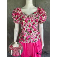 ราคา เสื้อลายดอก เสื้อทองกวาว เสื้อแขนตุ๊กตา สม็อคหลัง (24004440059)
