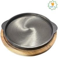 ราคา กระทะย่างเนย มีหูจับ2ข้าง กระทะเหล็กหล่อพร้อมถาดไม้รอง 9 นิ้ว ปิ้งย่าง กระทะเหล็กแบน กระทะร้อน กระทะเนื้อย่าง (15954083402)