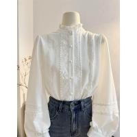 ราคา เสื้อเชิ้ตคอตั้งแขนยาวผู้หญิงสีขาว ลายลูกไม้ แขนยาว ทรงหลวม สไตล์ฤดูใบไม้ร่วง 2024 เสื้อเชิ้ตแขนยาวสไตล์จีน (24063579818)