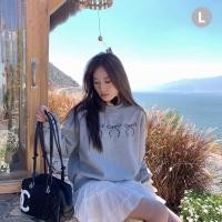 ราคา Women Loose Versatile Hoodie Niche Round Neck Hoodie Bow Printed Thin Fleece Hoodie (24269222282)