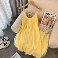 ราคา ชุดเดรสยาวสายเดี่ยวสีเหลืองสไตล์ฝรั่งเศสสำหรับผู้หญิงในช่วงฤดูร้อน ทรงหลวม แขนสั้น คอเหลี่ยม กระโปรงทรงเอ ชุดเดรสยาวปานกลาง (24424561239)