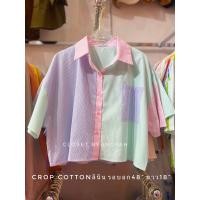 ราคา Rainbow Crop shirt เสื้อครอป แขนสั้น ลายริ้วสลับสี เรนโบว์ (24286376771)