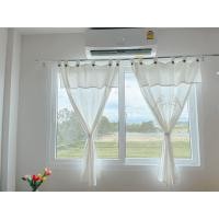 ราคา NEW ผ้าม่านผ้าฝ้าย ผ้าม่านหูกระดุม ผ้าม่านแบบมีเชิงคอ ผ้าม่านหน้าต่างขนาด110x130cm หูกระดุมใช้งานได้จริง (9356772025)