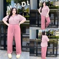 ราคา W0016 ชุดเซที่เสื้อผ้าลายชิโนริ สาวอวบ อ้วน ทูโทนผ้าลาย กางเกงขายาว (20056285038)