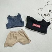 ราคา 17cm Labubu Plush Dolls Clothes vinyl baby doll clothes cute khaki pants supreme set sitting party clothes (23669130099)