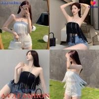 ราคา AVAFASHION เสื้อฟรุ้งฟริ้ง ทรงเกาะอก สายคล้องคอ แต่งริ้ว พร้อมส่ง (18288971201)