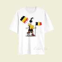 ราคา เสื้อยืดผ้าฝ้ายแท้ Adult Tops T Shirt FIFA World Cup Qatar T Shirt World Cup T Shirt Belgium Flag T Shirt Belgium T Shirt Mens World S 5XL (22227920314)