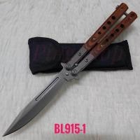 ราคา อุปกรณ์เดินป่า มีดควง มีดบาลีซอง มีดพก มีดควงผีเสื้อ รุ่น BL915 1 ปลายแหลมด้ามไม้สวยๆ คมๆ พร้อมซองร้อยเข็มขัด สินค้าคุณภาพเน้นใช้งาน น่าสะสม พกพาเดินป่า 22cm (17332477610)