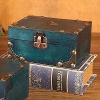 ราคา กล่องเก็บหีบสมบัติวินเทจ 1 กล่อง กล่องเครื่องประดับไม้ กล่องสมบัติขนาดเล็กสําหรับซ่อน (24442589300)