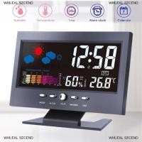 ราคา WHUEAL นาฬิกาปลุกดิจิตอลหน้าจอสี LCD นาฬิกาปลุกแบ็คไลท์สถานีพยากรณ์อากาศ (24608499106)
