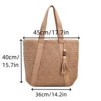 ราคา Fashion woven tote bag large capacity casual woven shoulder bag lightweight casual handbag (24254437156)