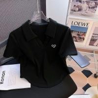 ราคา เสื้อโปโลแขนสั้นผู้หญิง2025ฤดูร้อนเข้ารูปพอดีไหล่ไม่สม่ำเสมอเสื้อเอวลอย (24092916758)