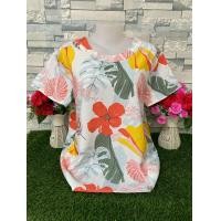 ราคา เสื้อคอกลม แขนสั้น พิมพ์ลายดอกไม้ เสื้อผ้าสาวอวบ เสื้อผ้าแฟชั่น เสื้อลายดอก เสื้อสวยๆ รุ่น75 (24455176902)