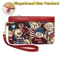 ราคา S way New Christmas teddy bear printed wallet for women holding a coin purse Cute printed small bag with gingerbread pendant (24457366600)