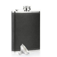 ราคา LMETJMA 8 Oz Hip Flask ขวดหนังสีดําสแตนเลส Soft Touch ขวดหนัง 1 ช่องทางวิสกี้เหล้ารัมขวด KC0465 (24233083464)