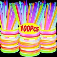 ราคา 100 200ชิ้น แท่งเรืองแสงงอได้หลายสี เรืองแสงในที่มืดแท่งไฟสําหรับงานปาร์ตี้โปรดปรานตกแต่ง (23865534651)