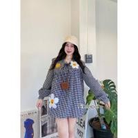 ราคา มินิเดรส เสื้อลายสก๊อต ดอกเดซี่อมยิ้ม ส่งไวมาก by PP (22183291183)