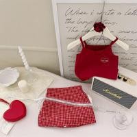 ราคา เสื้อผ้าเด็กผู้หญิงฤดูร้อนปักลายหัวใจสีแดง เสื้อสายเดี่ยวและกระโปรงสีแดงเอวสูง ชุดเด็กผู้หญิงสไตล์เกาหลี (22937344566)