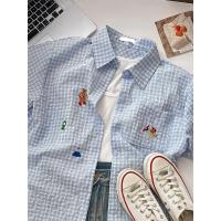 ราคา เสื้อเชิ้ตแขนสั้นลายสก็อตสีน้ำเงินสำหรับผู้หญิง ทรงหลวม ทรงสลิมฟิต ทรงเดม่า คาร์ดิแกนเปิดไหล่ สไตล์เกาหลี ฤดูร้อน ใหม่ (22737770472)