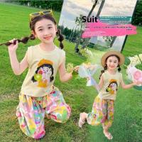 ราคา YADOU ชุดสูท2ชิ้นสำหรับเด็กผู้หญิงชุดเสื้อแขนกุดและกางเกงขายาวพิมพ์ลายการ์ตูนน่ารักใหม่สำหรับฤดูร้อน (24528211311)