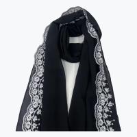 ราคา Jifang ผ้าคลุมไหล่ผ้าคลุมไหล่แฟชั่นผ้าชีฟองปักปลายลูกไม้ลายดอกลายดอกไม้ QT06ผ้าฮิญาบมุสลิมอบับเบิ้ล (24459614004)