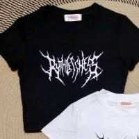 ราคา เสื้อครอปแขนสั้น สกรีนการ์ตูนสวย พร้อมส่ง เรย่อน (21767368557)