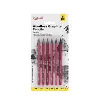 ราคา Professional Woodless Graphite Sketching ดินสอชุด 6 แพ็ค HB 2B 4B 6B 8B EE ถ่านวาดดินสอสําหรับศิลปะนักเรียนแรเงา (24277350587)