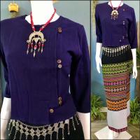 ราคา เสื้อพื้นเมืองผ้าฝ้ายพื้นเมืองกระดุมกระลาผู้หญิง อองซาน ออกงาน ใส่ทำงาน size อก363840424446 (7589823180)