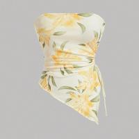 ราคา Closet Crush เสื้อเกาะอก ดีเทลผ่าข้าง ลายดอกไม้ สีแดง สีม่วง สีเหลือง (24027926036)