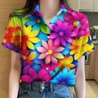 ราคา เสื้อสวยผู้หญิงแฟชั่นเกาหลี ลายดอกไม้สีพาสเทล เสื้อฮาวาย ลายดอกไม้สไตล์วินเทจ เสื้อเชิ้ตแขนสั้นสไตล์เกาหลี (24329125738)