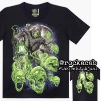 ราคา S XXL Samurai Geisha Dragon Naga Rider Motor Grim Reaper OVP Overprint Baju Tshirt GLOW IN THE DARK Rock Eagle (23190682799)