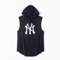 ราคา Summer Hooded Tank Top Mens Sports Fitness Elastic Vest Slim Fit Sleeveless T shirt (19732623755)