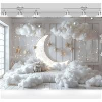 ราคา พื้นหลังการถ่ายภาพอาบน้ำเด็กฉากหลังสตูดิโอถ่ายภาพบุคคลอุปกรณ์สำหรับงานเลี้ยงติดผนังสีขาวดวงจันทร์ดาวสำหรับเด็กแรกเกิด (24277027997)