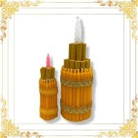 ราคา ธูปเทียนกำทรงกลม ธูปเทียนยอดบายศรี มี 2 ขนาด สำหรับทำพานไหว้ครู ทำบายศรีขอขมา หรือใช้ในการทำกระทง และอื่นๆ (16332612629)