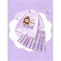 ราคา ชุดเซ็ทเด็ก 2ชิ้น เสื้อแขนสั้นลายการ์ตูนสุดฮิต กระโปรงพลีทลายสก๊อต (22231345004)