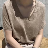 ราคา DODO เสื้อยืดคอวีสลาฟ แฟชั่นเสื้อผ้าผู้หญิง เสื้อยืด ขอบใหญ่ ผ้าสลาฟ คอวีและคอกลม ใส่สบาย ป้าย TOPSHOP 2672 Women Clothing ผู้หญิง (23644966615)