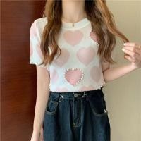 ราคา เสื้อไหมพรม แขนสั้น คอกลมไม่ลึก ปักมุก ผ้านิ่ม ใส่สบาย (19947881724)