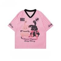 ราคา ส่งไวจากไทย SELLDA M 2XL แขนสั้น เสื้อยืด ผู้หญิง ลายทาง เสื้อ คอวี oversize เกาหลี โอเวอร์ไซส์ พิมพ์การ์ตูน (24265216421)