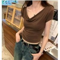 ราคา เสื้อยืดแขนสั้น ปาดไหล่ เสื้อเปิดไหล่ 5สี4ไซส์ เสื้อครอปสำหลัผู้หญิง สไตล์เกาหลี No 388 (23878092337)