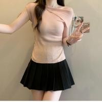 ราคา KOKO เสื้อยืดแขนสั้นผ้าถักเปิดไหล่ทรงไม่ปกติสำหรับผู้หญิง โบว์เว้าไหล่ เสื้อยืดเอวลอยเข้ารูปพอดีตัว เสื้อไหล่ข้างหนึ่ง D637 (24224186712)