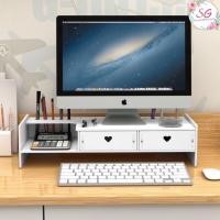 ราคา M491 สินค้าพร้อมส่งที่ไทย พร้อมส่ง ชั้นวางหน้าจอคอมพิวเตอร์สองหัวใจมีลิ้นชัก ชั้นวางของอเนกประสงค์ แข็งแรงมีที่เก็บของ (11115193385)